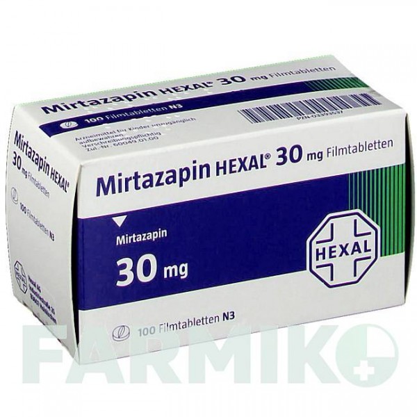 МІРТАЗАПІН (MIRTAZAPIN) 30 мг таблетки 100 шт - Міртазапін HEXAL