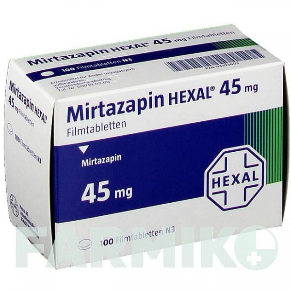 МІРТАЗАПІН (MIRTAZAPIN) 45 мг таблетки 20 шт - Міртазапін HEXAL