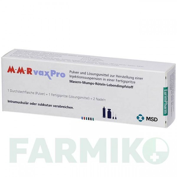 ММР ВАКСПРО (MMR VAXPRO) шприци 0,5 мл - Кір - паротит - краснуха жива вакцина EURIMPHARM