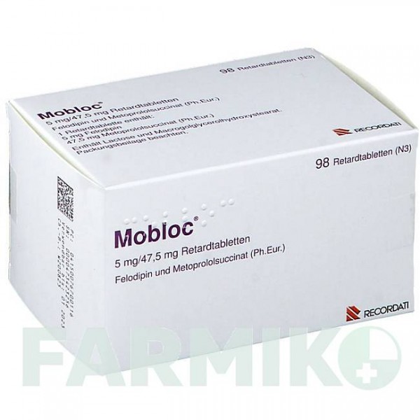 МОБЛОК (MOBLOC) таблетки 98 шт - Метопролол, Фелодипін RECORDATI