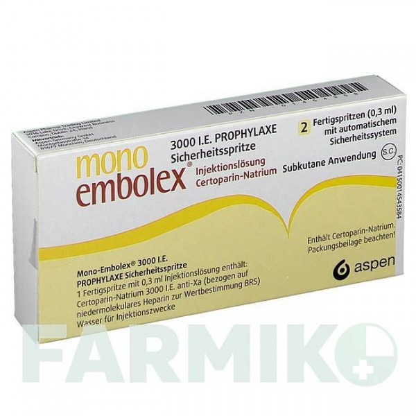 МОНО ЭМБОЛЕКС (MONO EMBOLEX) 3000 МЕ доз раствор 2 шт - Сертопарин VIATRIS