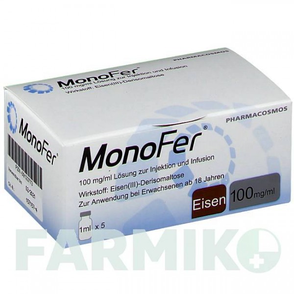 МОНОФЕР (MONOFER) 100 мг/мл раствор 5x1 мл - Железо (III)-деризомальтоза PHARMACOSMOS