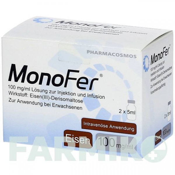 МОНОФЕР (MONOFER) 100 мг/мл розчин 2x5 мл - Залізо (III)-деризомальтоза PHARMACOSMOS