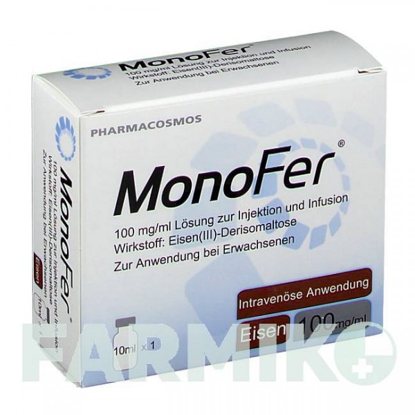 МОНОФЕР (MONOFER) 100 мг/мл раствор 1x10 мл - Железо (III)-деризомальтоза PHARMACOSMOS