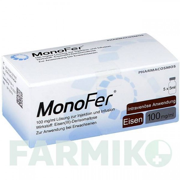 МОНОФЕР (MONOFER) 100 мг/мл розчин 5x5 мл - Залізо (III)-деризомальтоза PHARMACOSMOS