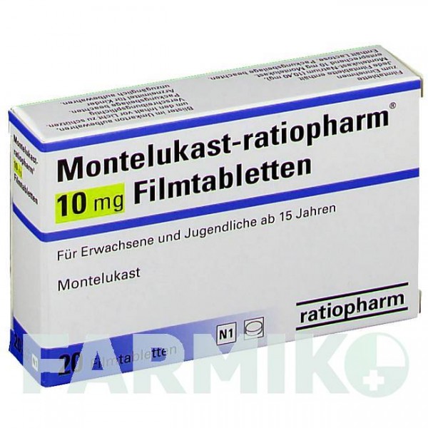 МОНТЕЛУКАСТ (MONTELUKAST) 10 мг таблетки 20 шт - Монтелукаст RATIOPHARM