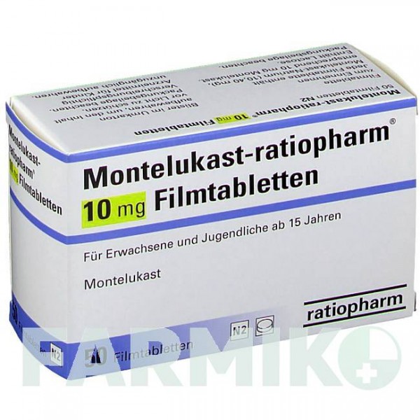 МОНТЕЛУКАСТ (MONTELUKAST) 10 мг таблетки 50 шт - Монтелукаст RATIOPHARM