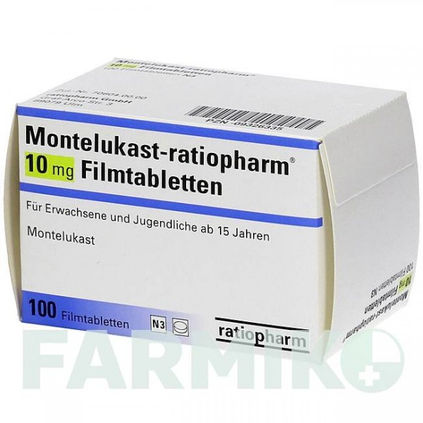МОНТЕЛУКАСТ (MONTELUKAST) 10 мг таблетки 100 шт - Монтелукаст RATIOPHARM