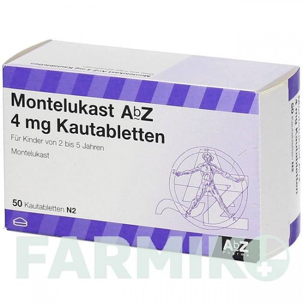 МОНТЕЛУКАСТ (MONTELUKAST) 4 мг таблетки 50 шт - Монтелукаст ABZ PHARMA
