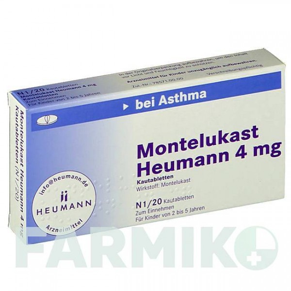 МОНТЕЛУКАСТ (MONTELUKAST) 4 мг таблетки 20 шт - Монтелукаст HEUMANN PHARMA