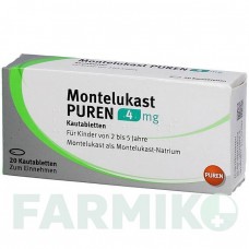 МОНТЕЛУКАСТ (MONTELUKAST) 4 мг таблетки 20 шт - Монтелукаст PUREN PHARMA