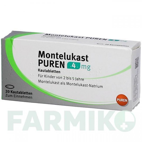 МОНТЕЛУКАСТ (MONTELUKAST) 4 мг таблетки 20 шт - Монтелукаст PUREN PHARMA