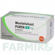 МОНТЕЛУКАСТ (MONTELUKAST) 4 мг таблетки 100 шт - Монтелукаст PUREN PHARMA