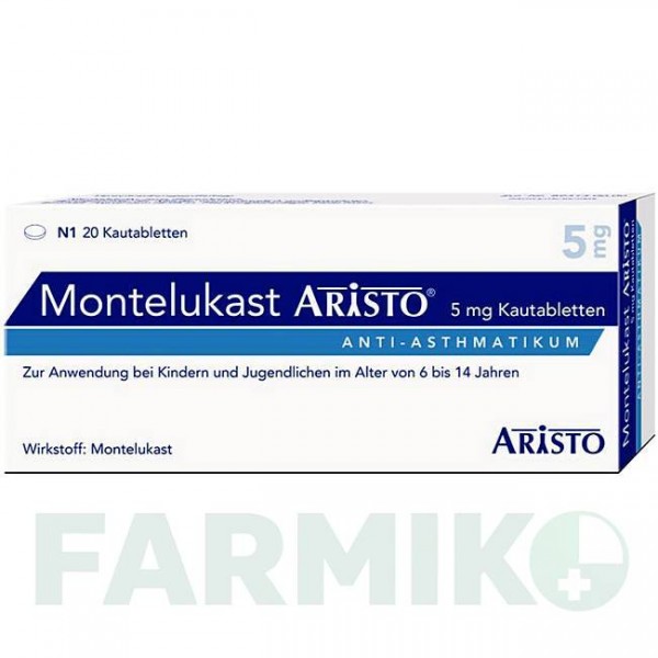 МОНТЕЛУКАСТ (MONTELUKAST) 5 мг таблетки 20 шт - Монтелукаст ARISTO PHARMA