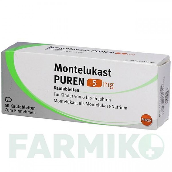 МОНТЕЛУКАСТ (MONTELUKAST) 5 мг таблетки 50 шт - Монтелукаст PUREN PHARMA