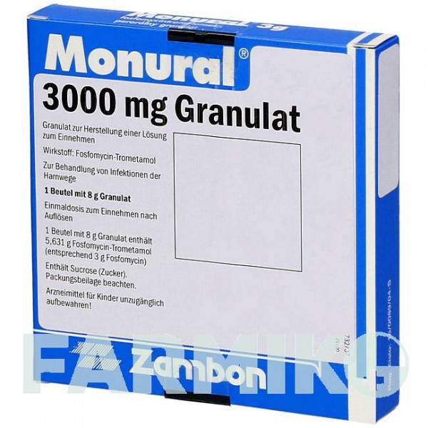 МОНУРАЛ (MONURAL) 3000 мг гранули 1x8 г - Фосфоміцин EMRA-MED