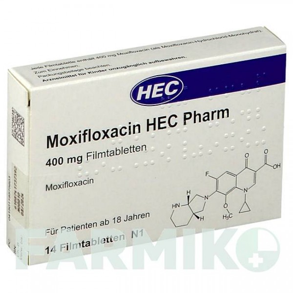 МОКСИФЛОКСАЦИН (MOXIFLOXACIN) 400 мг таблетки 14 шт - Моксифлоксацин HEC PHARM