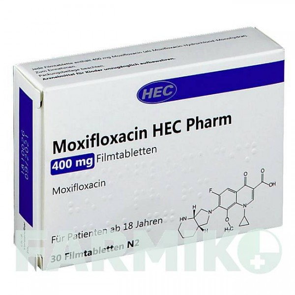 МОКСИФЛОКСАЦИН (MOXIFLOXACIN) 400 мг таблетки 30 шт - Моксифлоксацин HEC PHARM