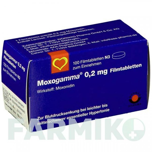 МОКСОГАММА (MOXOGAMMA) 0,2 мг таблетки 100 шт - Моксонідин AAA - PHARMA