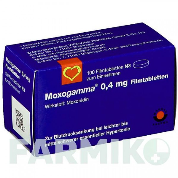 МОКСОГАММА (MOXOGAMMA) 0,4 мг таблетки 100 шт - Моксонидин AAA - PHARMA