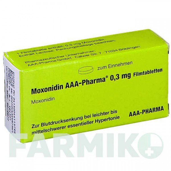 МОКСОНІДИН (MOXONIDIN) 0,3 мг таблетки 50 шт - Моксонідин AAA - PHARMA