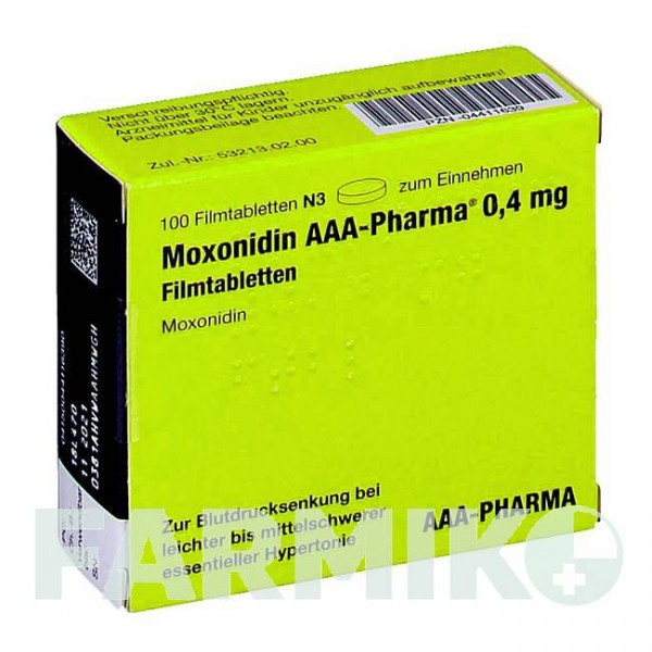 МОКСОНІДИН (MOXONIDIN) 0,4 мг таблетки 100 шт - Моксонідин AAA - PHARMA
