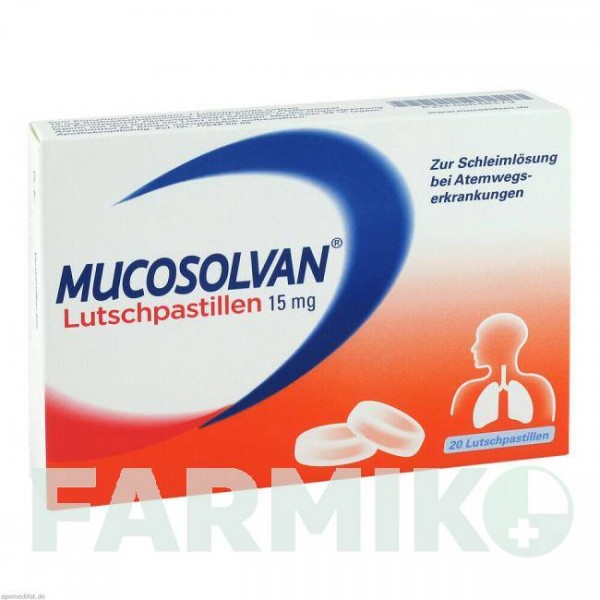МУКОСОЛВАН (MUCOSOLVAN) 15 мг пастилки 20 шт - Амброксол A.NATTERMANN & CIE