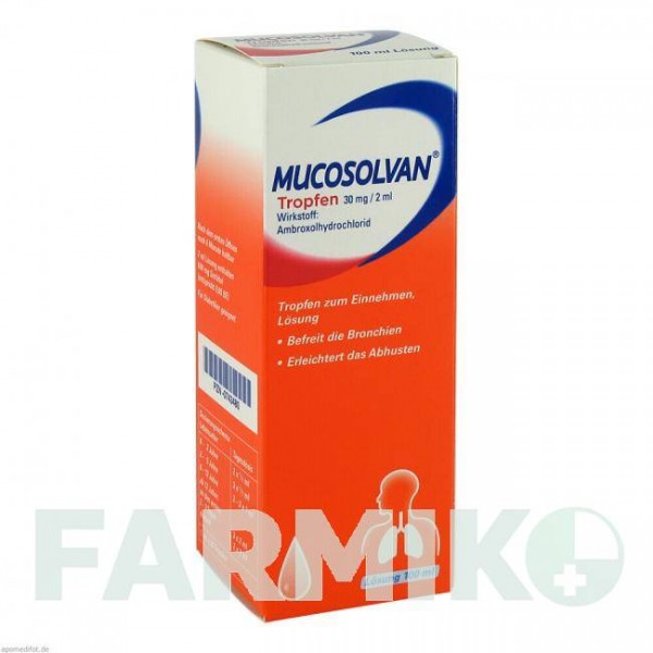 МУКОСОЛВАН (MUCOSOLVAN) 30 мг/2 мл капли 100 мл - Амброксол A.NATTERMANN & CIE
