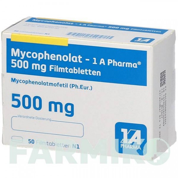 МІКОФЕНОЛАТ (MYCOPHENOLAT) 500 мг таблетки 50 шт - Мікофенолова кислота 1 A PHARMA