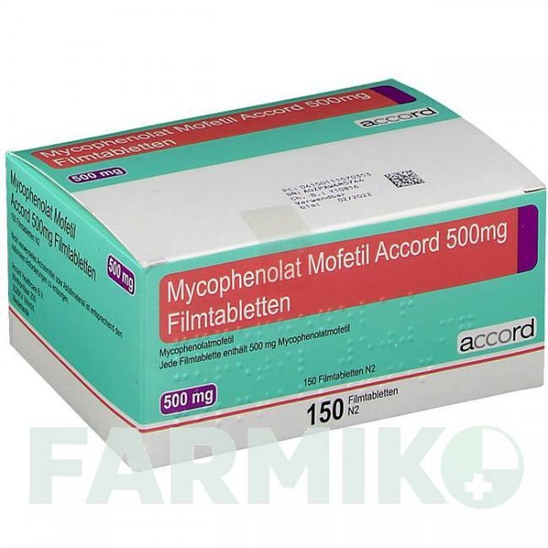 МИКОФЕНОЛАТ МОФЕТИЛ (MYCOPHENOLAT MOFETIL) 500 мг таблетки 150 шт - Микофеноловая кислота ACCORD HEALTHCARE