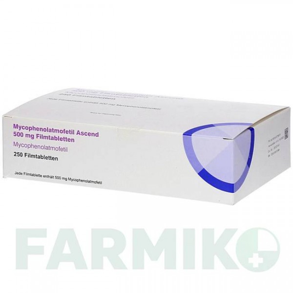 МИКОФЕНОЛАТ МОФЕТИЛ (MYCOPHENOLAT MOFETIL) 500 мг таблетки 250 шт - Микофеноловая кислота ASCEND