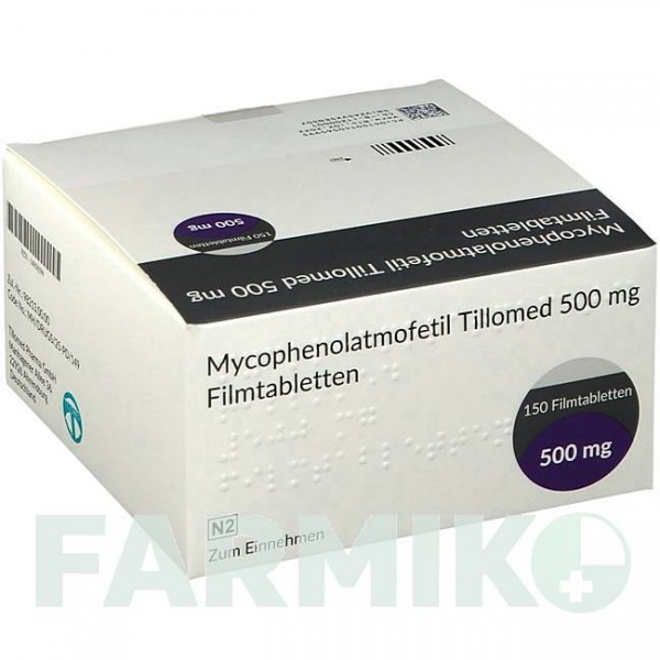 МІКОФЕНОЛАТ МОФЕТИЛ (MYCOPHENOLAT MOFETIL) 500 мг таблетки 150 шт - Мікофенолова кислота TILLOMED
