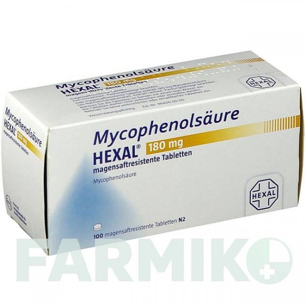 МИКОФЕНОЛСАУР (MYCOPHENOLSAURE) 180 мг таблетки 100 шт - Микофеноловая кислота HEXAL
