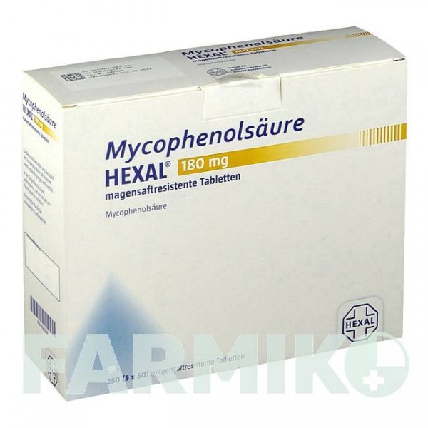 МІКОФЕНОЛСАУР (MYCOPHENOLSAURE) 180 мг таблетки 250 шт - Мікофенолова кислота HEXAL