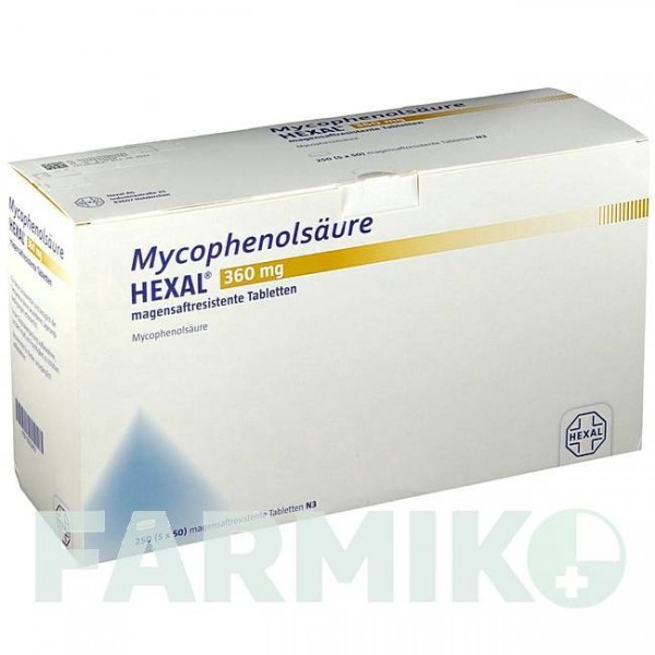 МИКОФЕНОЛСАУР (MYCOPHENOLSAURE) 360 мг таблетки 250 шт - Микофеноловая кислота HEXAL