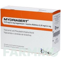 МИДРИАСЕРТ (MYDRIASERT) 0,28 мг/5,4 мг вставка 20 шт - Тропикамид, Фенилэфрин THEA FARMA