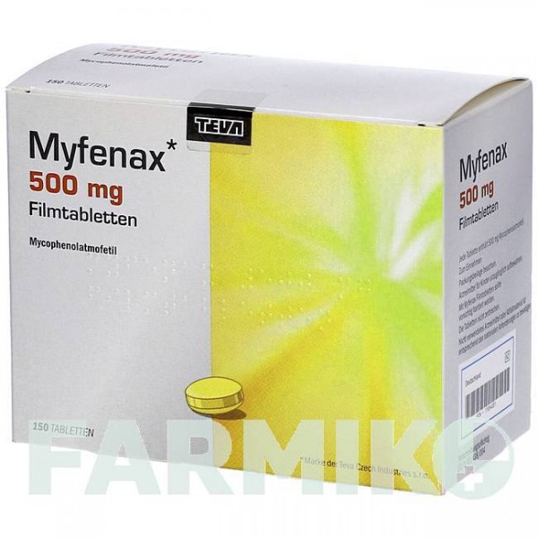 МІФЕНАКС (MYFENAX) 500 мг таблетки 150 шт - Мікофенолова кислота EMRA-MED