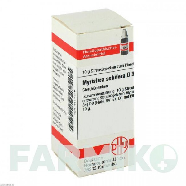 МИРИСТИКА СЕБИФЕРА (MYRISTICA SEBIFERA) D 3 глобули 10 г - Гомеопатия DHU