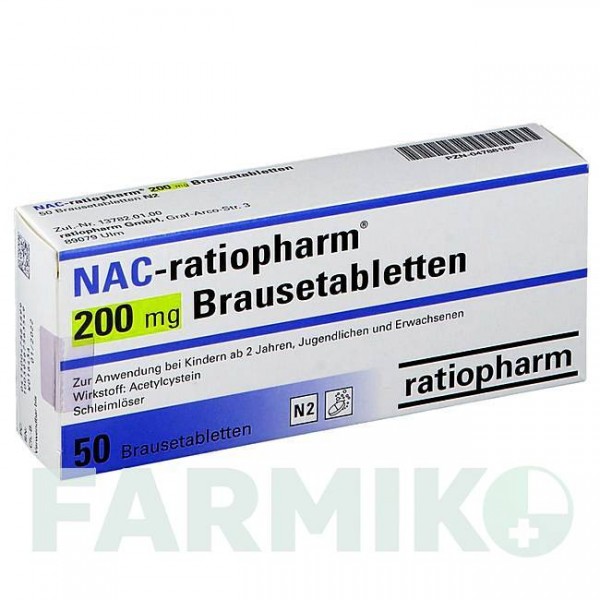 НАК (NAC) 200 мг таблетки 50 шт - Ацетилцистеин RATIOPHARM