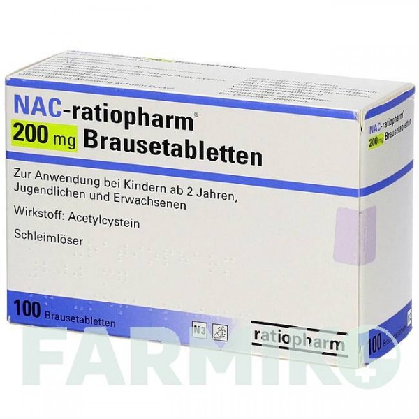 НАК (NAC) 200 мг таблетки 100 шт - Ацетилцистеин RATIOPHARM