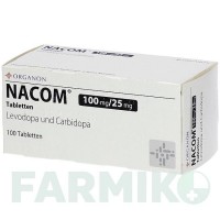 НАКОМ (NACOM) 100 мг/25 мг таблетки 100 шт - Леводопа, Карбидопа ORGANON