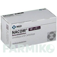 НАКОМ (NACOM) 100 мг/25 мг таблетки 100 шт - Леводопа, Карбидопа ORGANON