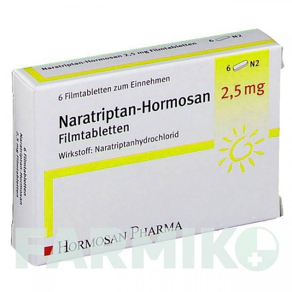 НАРАТРИПТАН (NARATRIPTAN) 2,5 мг таблетки 6 шт - Наратриптан HORMOSAN PHARMA