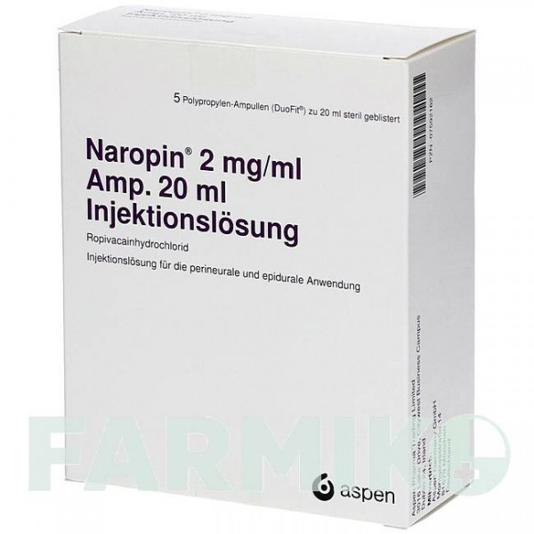 НАРОПИН (NAROPIN) 2 мг/мл раствор 5x20 мл - Ропивакаин ASPEN