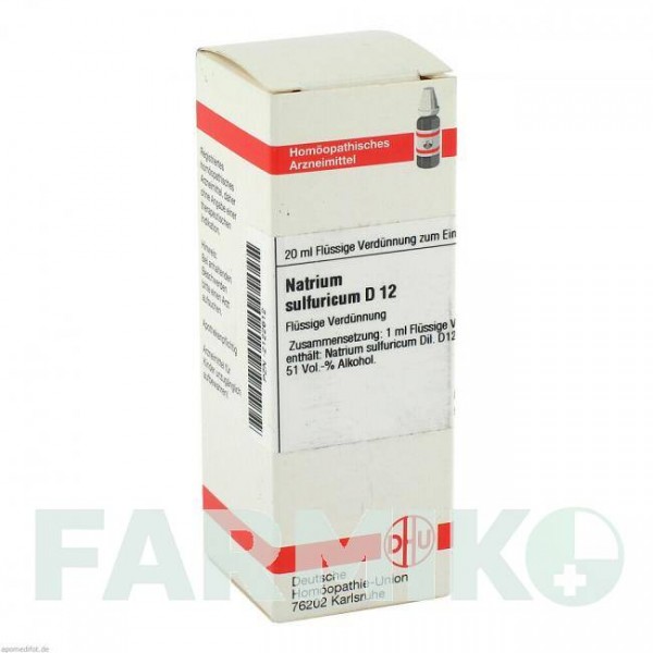 НАТРИУМ СУЛЬФУРИКУМ (NATRIUM SULFURICUM) D 12 раствор 20 мл - Гомеопатия DHU