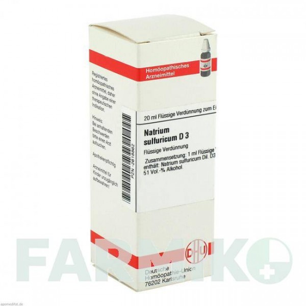 НАТРИУМ СУЛЬФУРИКУМ (NATRIUM SULFURICUM) D 3 раствор 20 мл - Гомеопатия DHU