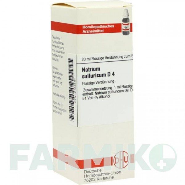НАТРИУМ СУЛЬФУРИКУМ (NATRIUM SULFURICUM) D 4 раствор 20 мл - Гомеопатия DHU