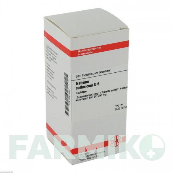 НАТРИУМ СУЛЬФУРИКУМ (NATRIUM SULFURICUM) D 6 таблетки 200 шт - Гомеопатия DHU