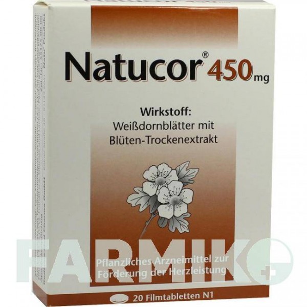 НАТУКОР (NATUCOR) 450 мг таблетки 20 шт - Листя глоду RODISMA-MED PHARMA