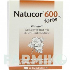 НАТУКОР (NATUCOR) 600 мг таблетки 20 шт - Листя глоду RODISMA-MED PHARMA